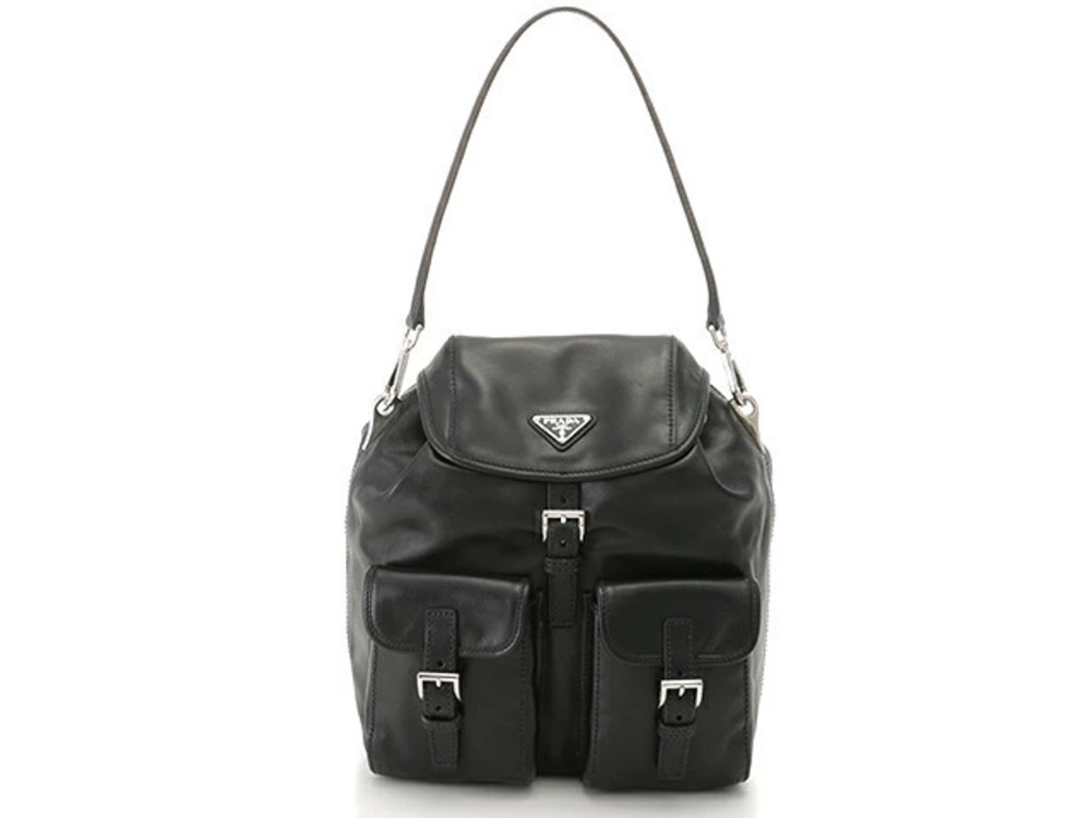 Prada Shoulder Bag Calfskin Black
